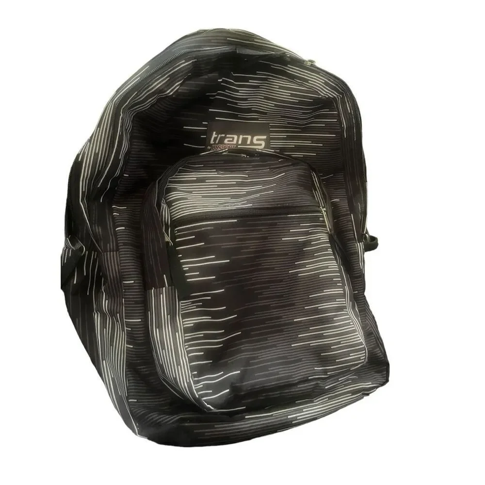 Jansport Unisex Black Striped Adjustable Shoulder Straps Trans Backpack